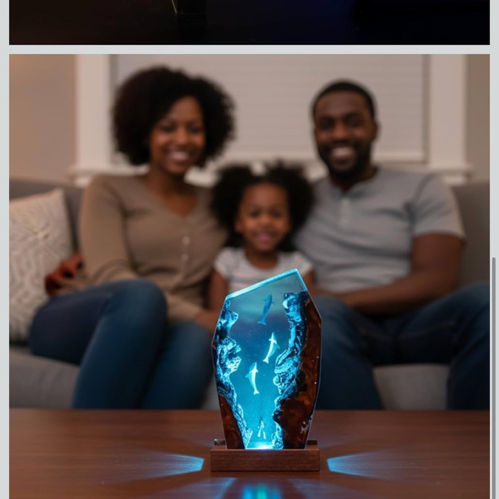 Dolphin 3D Sculpture Ocean Scene Resin Sculpture with Dolphins Lamp Sea FC3 - Picture 8 of 11